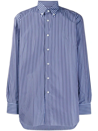 Brioni Striped Shirt In Blue