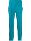 Hebe Studio Satin-stripe Slim Trousers In Blue