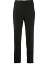 Hebe Studio Satin-stripe Slim Trousers In Black