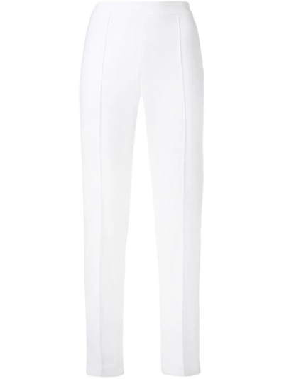 Hebe Studio Satin-stripe Slim Trousers In White