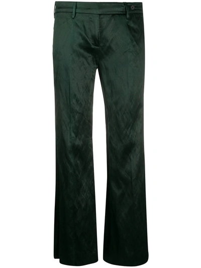 Pre-owned Prada 1990s Flared Trousers In Green