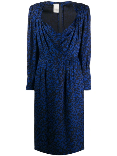 Pre-owned Nina Ricci 1980s Paisley Print Dress In Blue