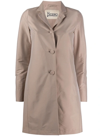 Herno Single Breasted Raincoat In Pink