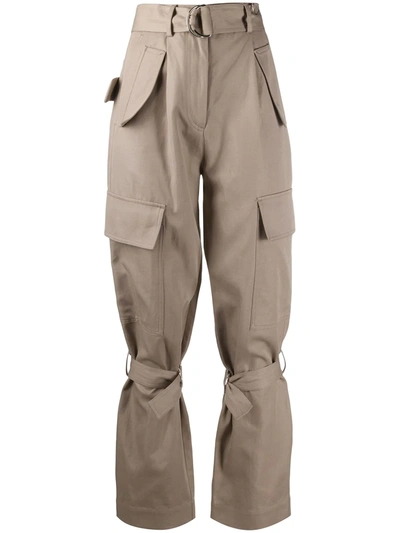 Msgm Belted Cargo Pants In Neutrals