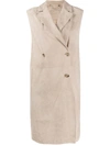 Desa 1972 Double-breasted Sleeveless Coat In Neutrals