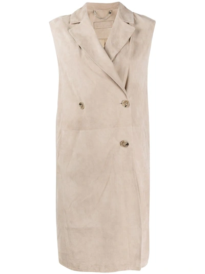 Desa 1972 Double-breasted Sleeveless Coat In Neutrals