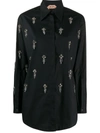 N°21 Rhinestone-embellished Pointed-collar Shirt In Black