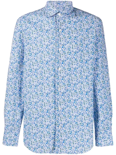 Finamore 1925 Napoli Floral Print Shirt In Blue