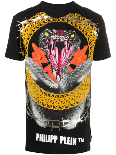 Philipp Plein Snake-print T-shirt In Black