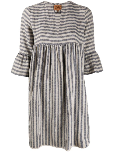 Alessia Santi Striped Print Short Dress In Blue