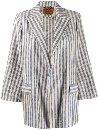 Alessia Santi Oversized Striped Print Jacket In Blue