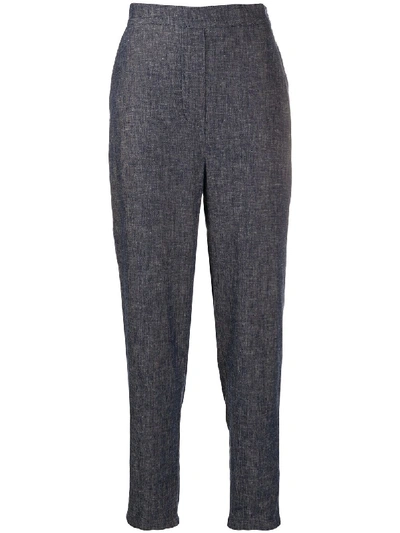 Alessia Santi Chambray Tapered Trousers In Blue