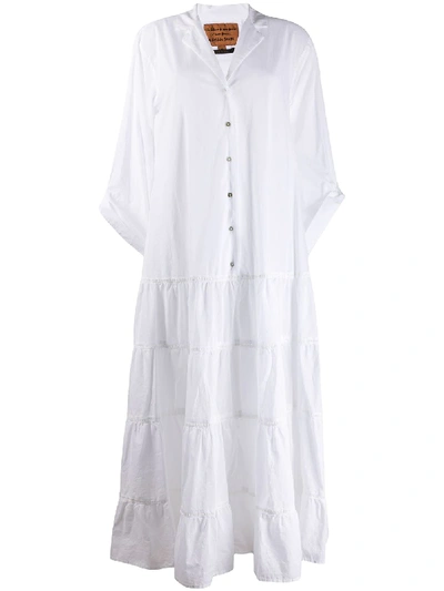 Alessia Santi Long Tiered Shirt Dress In White