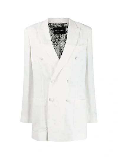 Etro Double-breasted Blazer In White