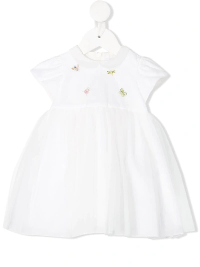 Il Gufo Babies' Beaded-butterfly Tulle Dress In White