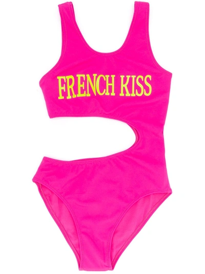 Alberta Ferretti Kids' French Kiss Print Swimsuit In Pink