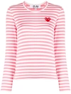 Comme Des Garçons Play Striped Cotton Sweatshirt In Pink