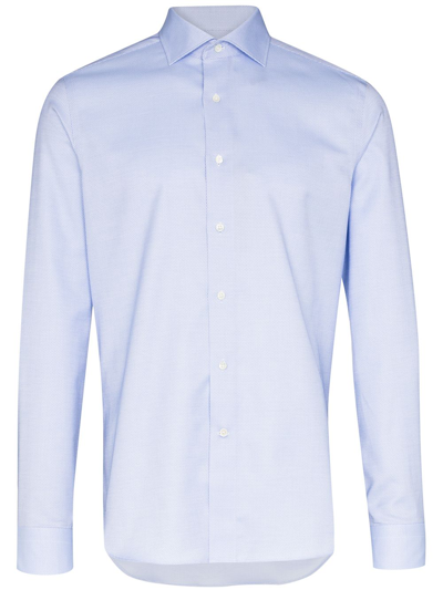 Canali Cutaway-collar Cotton Shirt In Blue