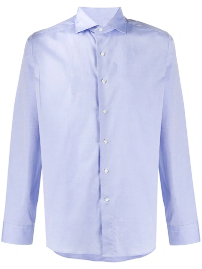 Canali Geometric Button-down Shirt In Blue