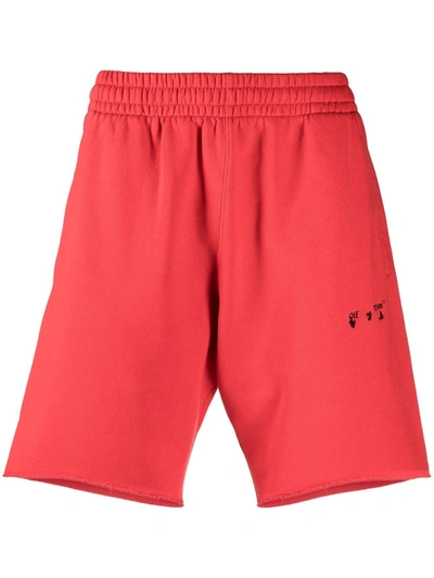 Off-white Logo Print Track Shorts In Red