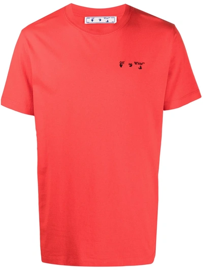 Off-white Chest-embroidered Logo T-shirt In Red