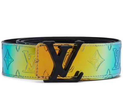 Pre-owned Louis Vuitton Lv Shape Reversible Belt Monogram 40mm Prism/black