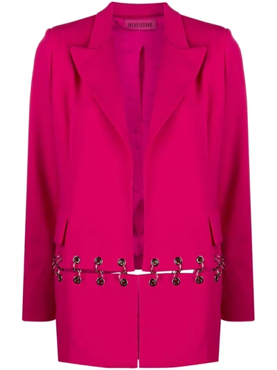 Ireneisgood Ring-embellished Split Blazer In Pink