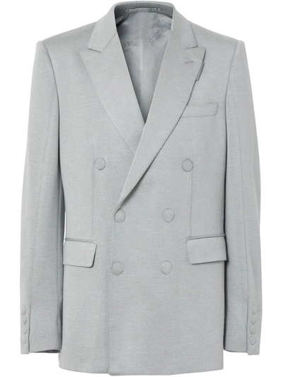 Burberry English Fit Cashmere Silk Jersey Double-breasted Jacket In Grey