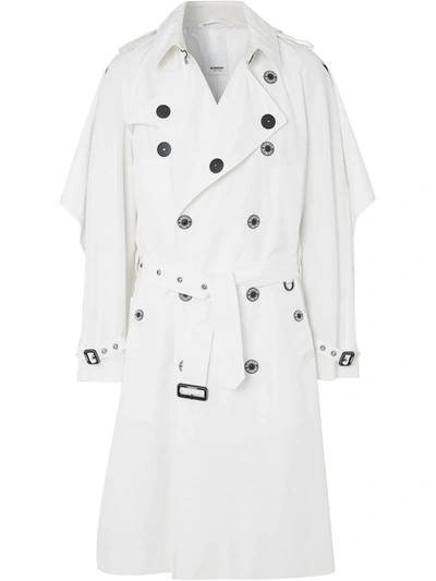 Burberry Cape Detail Technical Faille Reconstructed Trench Coat In White