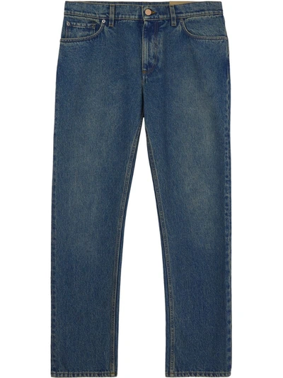 Burberry Straight Fit Washed Jeans In Blue
