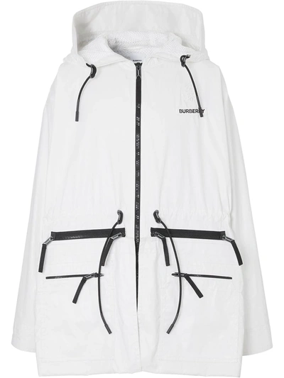 Burberry Zip Panel Technical Cotton Parka In Optic White