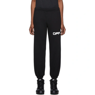 Off-white Airport Tape Printed Cotton Sweatpants In 1088 Blkmul