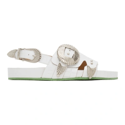 Toga White Croc Oversized Buckle Sandals