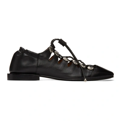 Toga Pulla Black Studded Lace-up Oxfords