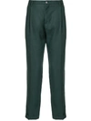 Dolce & Gabbana Straight-leg Linen Trousers In Green