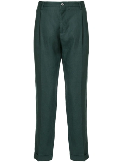 Dolce & Gabbana Straight-leg Linen Trousers In Green