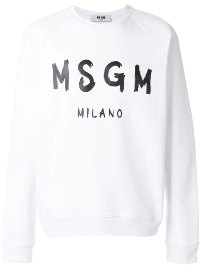 Msgm White Branded Sweatshirt