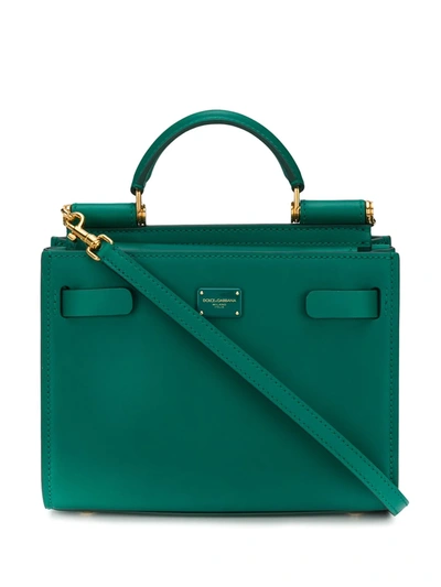 Sicily Small Leather Shoulder Bag in Green - Dolce Gabbana