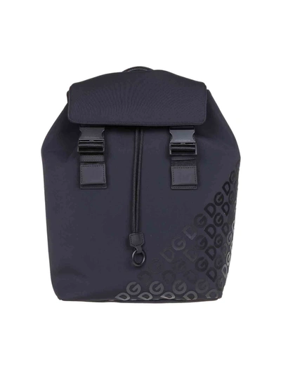 Dolce & Gabbana Millennials Logo Backpack In Black In Blue
