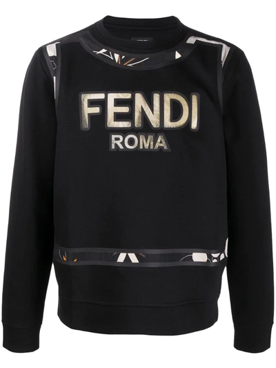 Fendi Logo Print Sweatshirt In Black