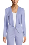 Anne Klein Drape Front Faux Suede Jacket In High Sky
