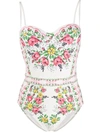 Tory Burch Floral Print Strapless Underwire One-piece Swimsuit In Neutrals