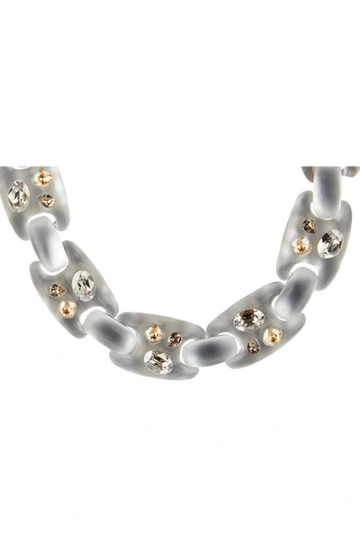 Alexis Bittar Future Antiquity Crystal Stud Soft Link Necklace In Silver