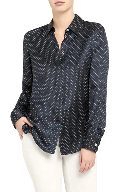 Theory Button-front Long-sleeve Straight Shirt In Navy Multi