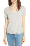 Veronica Beard Cindy V-neck Short-sleeve Tee In Heather Grey