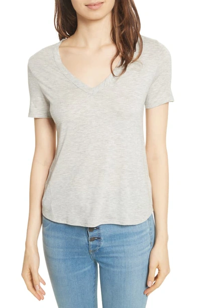 Veronica Beard Cindy V-neck Short-sleeve Tee In Heather Grey