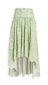 Amur Santana Printed Linen Midi Skirt In Green