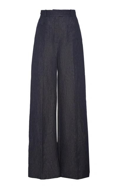 Martin Grant Linen Wide-leg Pants In Navy