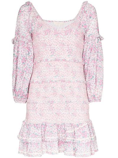 Loveshackfancy Ensley Printed Cotton Mini Dress In Pink