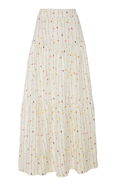 Agua By Agua Bendita Anis Enredadera Linen Maxi Skirt In White